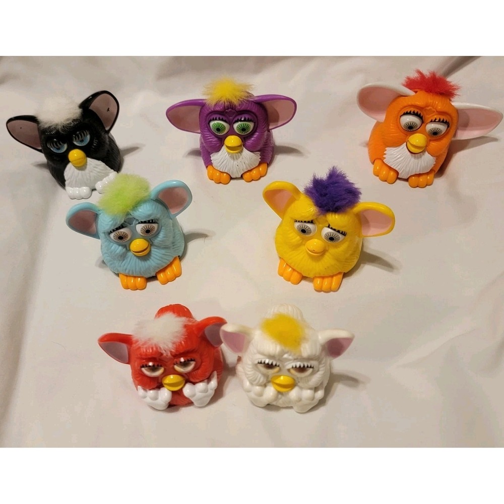 VTG Lot of 7 FURBY 1998 McDonald's Happy Meal Toys Moving Eyes/Ears/Feet & Sound